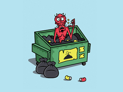 Devil of Church Street cute devil dumpster florida funny garbage illustration monster orlando