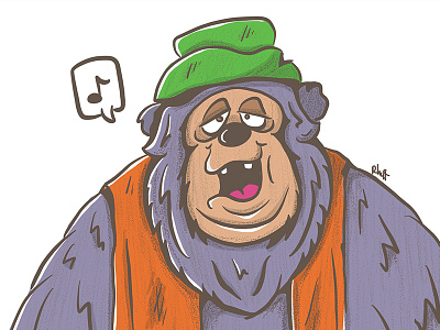 Big Al Portrait bear cartoon character country cute disney funny illustration music purple