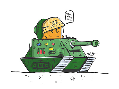 Scourge of the canines, Hero of the felines. army cat character cute design illustration kitty military tank war