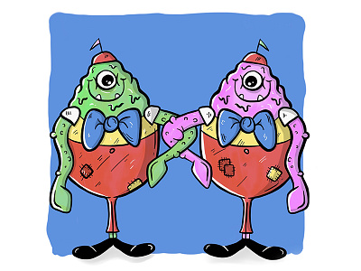 Tweedle-Zee & Tweedle-Zork alice in wonderland aliens character design cute disney funny illustration tweedle weird