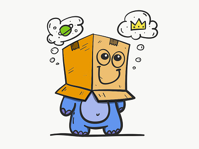 Boxed Dreams blue box character design cute design dreams fun illustration monster