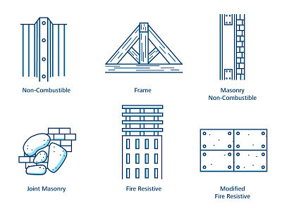 ISO Building Types building types icons illustration line icons monochromatic