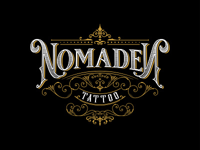 NOMADEN TATTOO calligraphy hand lettering lettering logo retro logo tattoo typography vintage logo