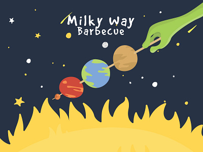 Milky Way Barbecue icon illustration logo planet solar symbol system vector