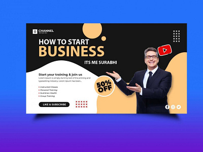 Free Business Startup You-tube Banner 3d a animation banner branding business design free graphic design illustration latest logo motion graphics new psd psd mockup startup ui vector you tube
