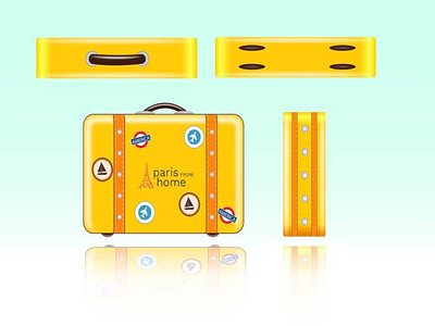 fancy travel bag design with punchy color and modern sticker