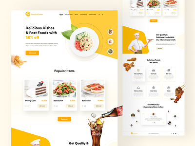 Food Restaurant Landing Page food landing page graphic design homepage design landing page landing page design minimal landing page modern layout restaurant landing page restaurant logo ui uiux uiux design web design web template web ui