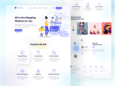 E Commerce Landing Page clean layout e commerce landing page graphic design graphic ui homepage design landing page design logo design minimal landing page modern landing page ui ui template uiux uiuxdesign web design web ui design web visual design