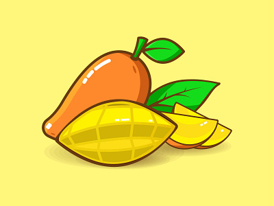 Vector graphic illustration of Mango Fruit with cute style