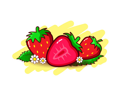 Vector graphic illustration of Strawberry with cute style art branding design flat fruit icon illustration illustrator minimal strawberry vector