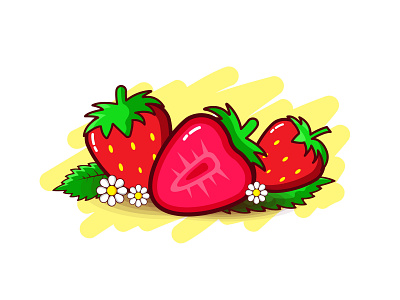 Vector graphic illustration of Strawberry with cute style