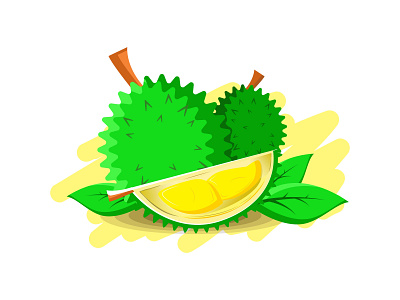 Vector graphic illustration of Durian fruit with cute style art asian food design durian flat fruit icon illustration king of fruit logo minimal vector