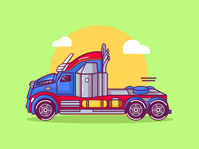 Vector graphic illustration of Optimus Truck with cute style art cute illustration design flat icon illustration mascot mascotlogo minimal optimus optimus prime transformer truck trucking trucks vector