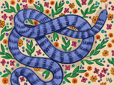 Garden Friend flowers illustration nature snake