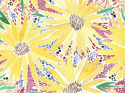 Sunflower Power fauve illustration painting pattern design sunflowers watercolor