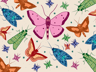 Moth Party design illustration insects micron moths pattern pen