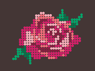 Hama Rose cute design floral flowers green hama pink rose vector