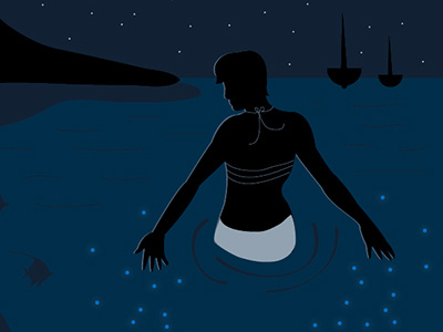 Magic Lives in St. John blue illustration island night ocean st.john stars vacation vector