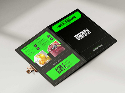 Food Cafe Bi-Fold Menu Design Template