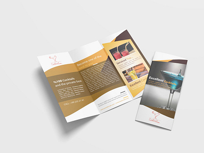 Cocktail Drink Tri-Fold Brochure Design Template