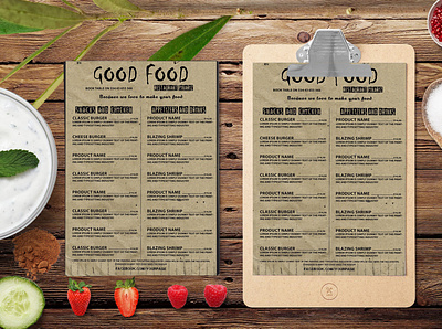 New Good Food A4 Size Menu PSD Template design food latest menu new psd psd mockup