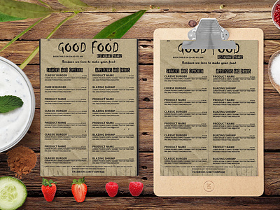 New Good Food A4 Size Menu PSD Template