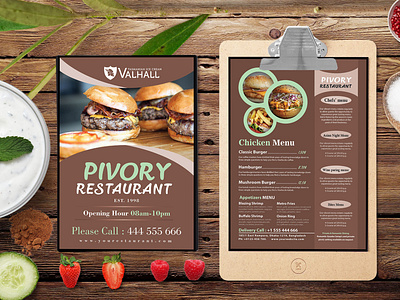 Restaurant A4 Two Side Menu PSD Template