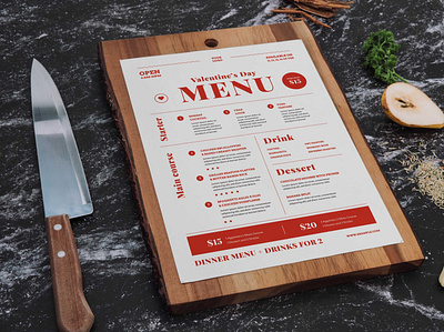 Valentines Day Food Menu Template design food latest menu new psd psd mockup