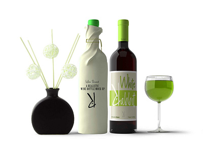 Frosted Green Wine Bottle Mockup