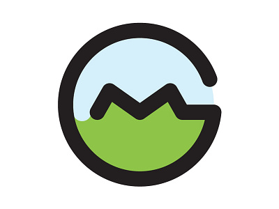 MG Logo circle initials land logo mountains ocean sky