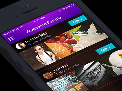 Awesome People flat follow ios ios7 list people pixoona recommendation social thumb thumbnails user