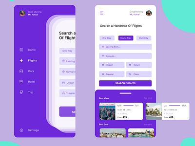 violet-trip mobile app for flight booking