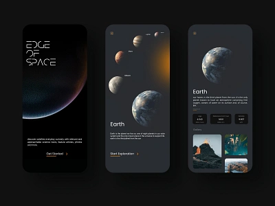 Edge of space app application design earthday education figma minimal mobile plante simple space ui ui design ux