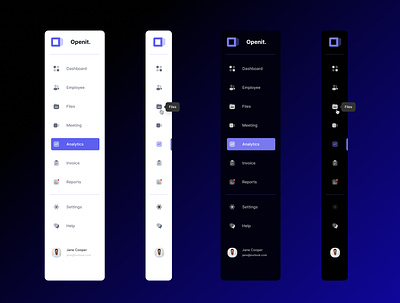 Openit — Dashboard sidebar color variations figma icon menu modern nav bar nav icones navigation side bar sidebar sidebar navigation simple