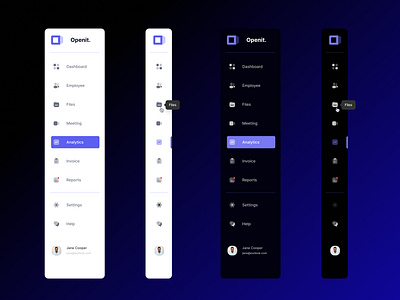 Openit — Dashboard sidebar color variations figma icon menu modern nav bar nav icones navigation side bar sidebar sidebar navigation simple