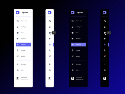 Openit — Dashboard sidebar color variations