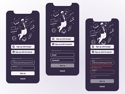 Daily UI 1 (remake) - Sign up app app design dailyui dark mode design form mobile sign in sign up ui ux