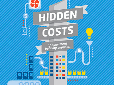Hidden Costs Infograph building energy icons infograph machine tools vector