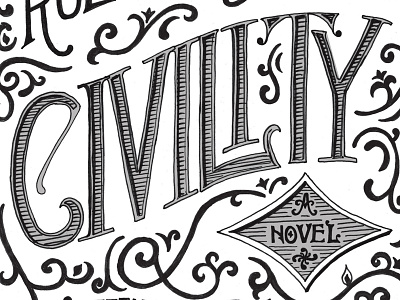 Rules of Civility 1930s black and white book cover hand lettering handlettering micron sketch swashes tobacco tin typography