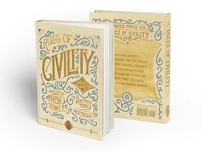 Rules of Civility mockup amor towles book jacket cover hand drawn hand lettering mockup novel ornate rules of civility swashes vintage western