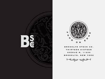 BS Co black and white brand identity crest logo mark restaurant secondary logo steak wip