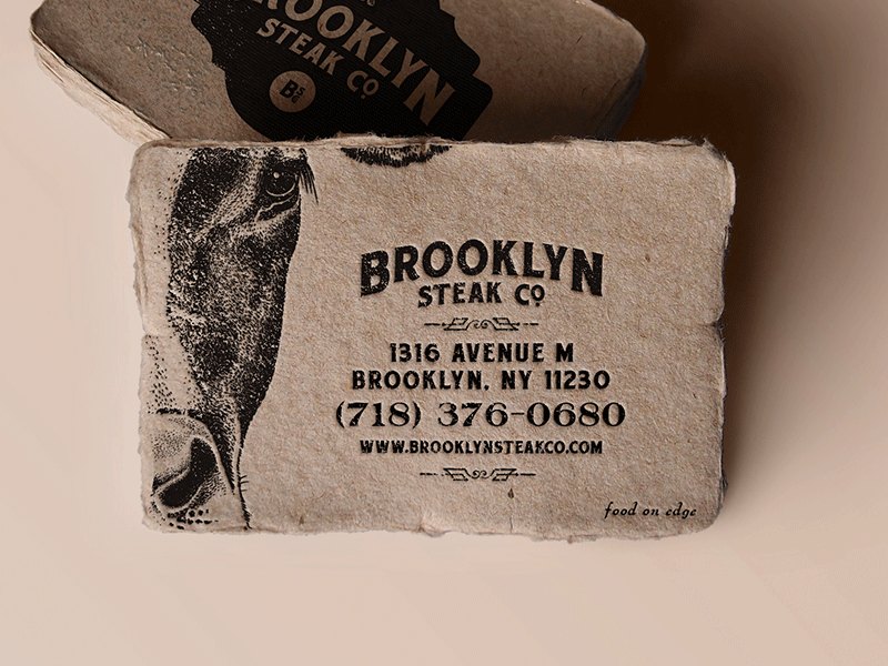 BS Co. Cards branding brooklyn business cards cow logo meat steakhouse vintage