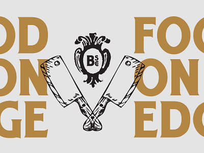 Food On Edge black and white brand identity crest logo mark restaurant secondary logo steak