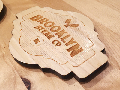 Laser Branding Coaster brand identity branding brooklyn coaster logo mark restaurant steak steakhouse wood