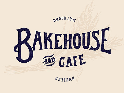 Bakehouse Logo artisan bakery brooklyn cafe handdrawn handlettering logo retro shop texture typography wheat