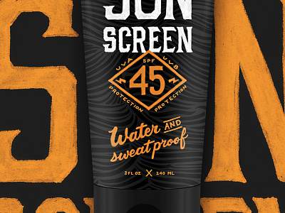 Some Screen bold coppertone hand drawn handlettering lettering masculine script spf sun sun screen texture typography