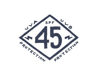 45 SPF badge bold bolt coppertone hand drawn handlettering masculine numerals spf sun sun screen typography