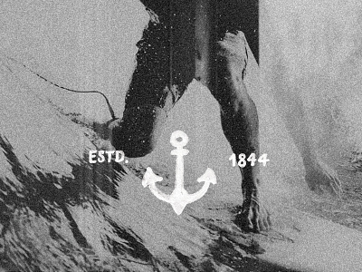 ESTD 1844 anchor beach black and white double exposure established estd hand drawn handlettering sun screen surfer texture typography