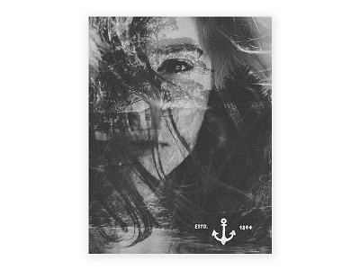 Established 1844 anchor beach black and white california double exposure poster retro sun sun screen texture typography vintage