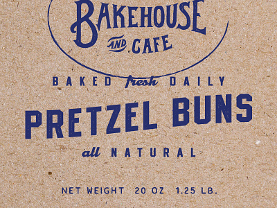 Pretzel Buns all natural arch bread handlettering kraft label layout packaging pretzel texture type typography